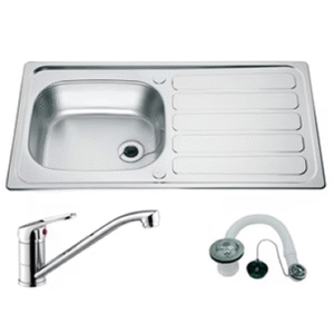 Stainless sink and tap