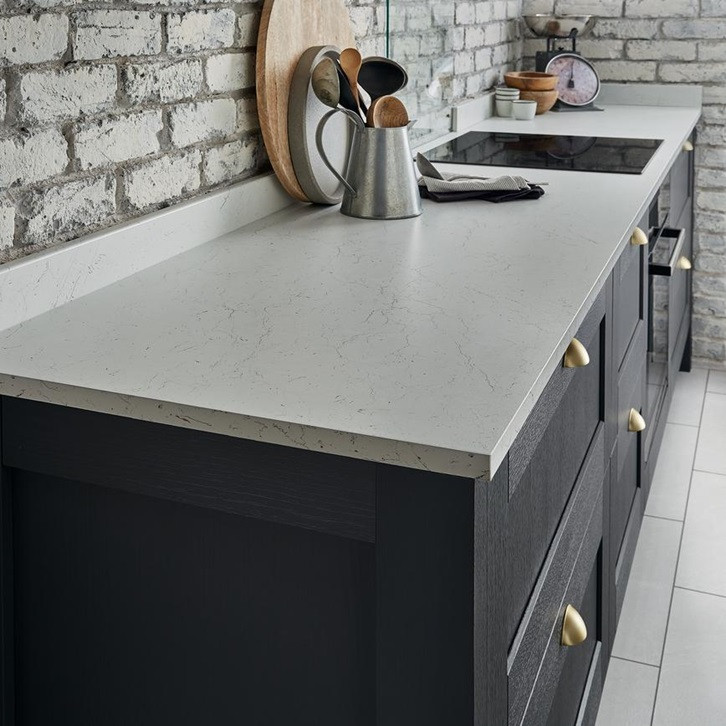 38mm White and Grey Marble Effect Squared Worktop - Image 2