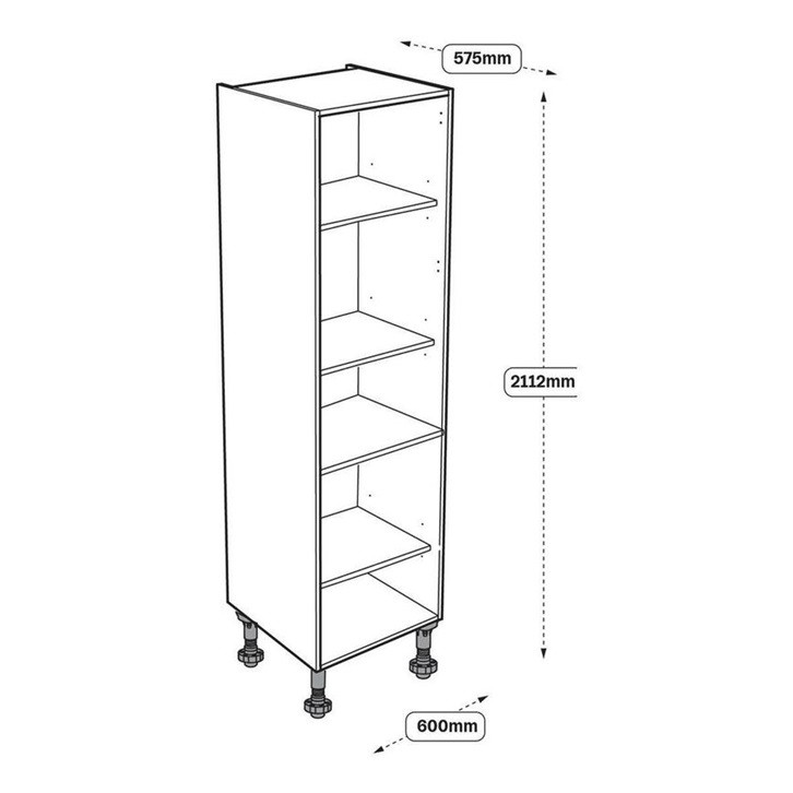 600mm Gloss Slab Larder Tower Cabinet (Doors Included) - Image 2
