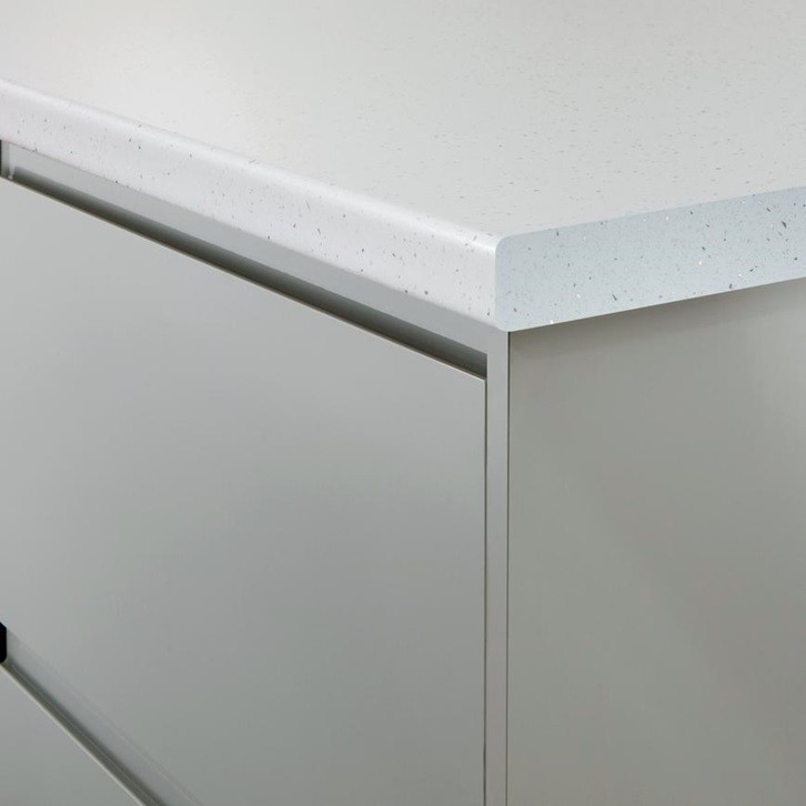 38mm White Mirror Chip Effect Worktop Bullnose - Image 2