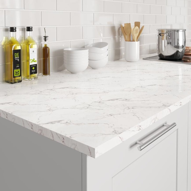 22mm Calacatta Marble Effect Squared Worktop - Image 2