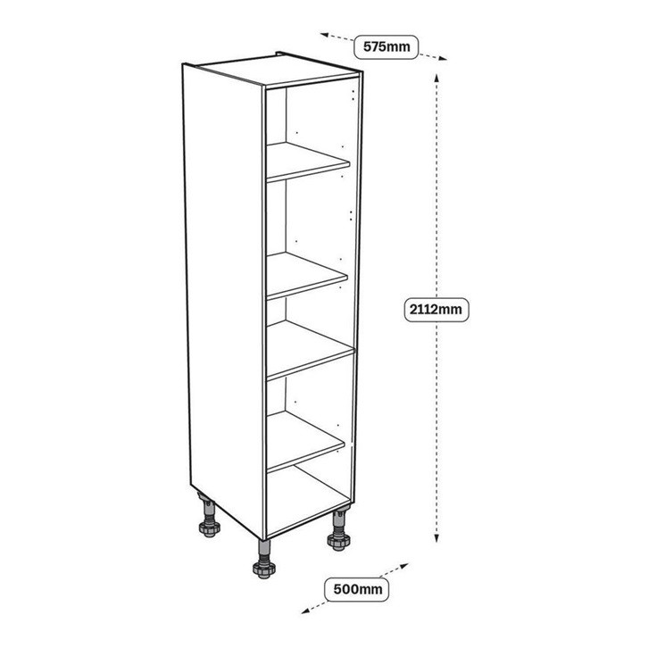 500mm Matt Slab Larder Tower Cabinet (Doors Included) - Image 2